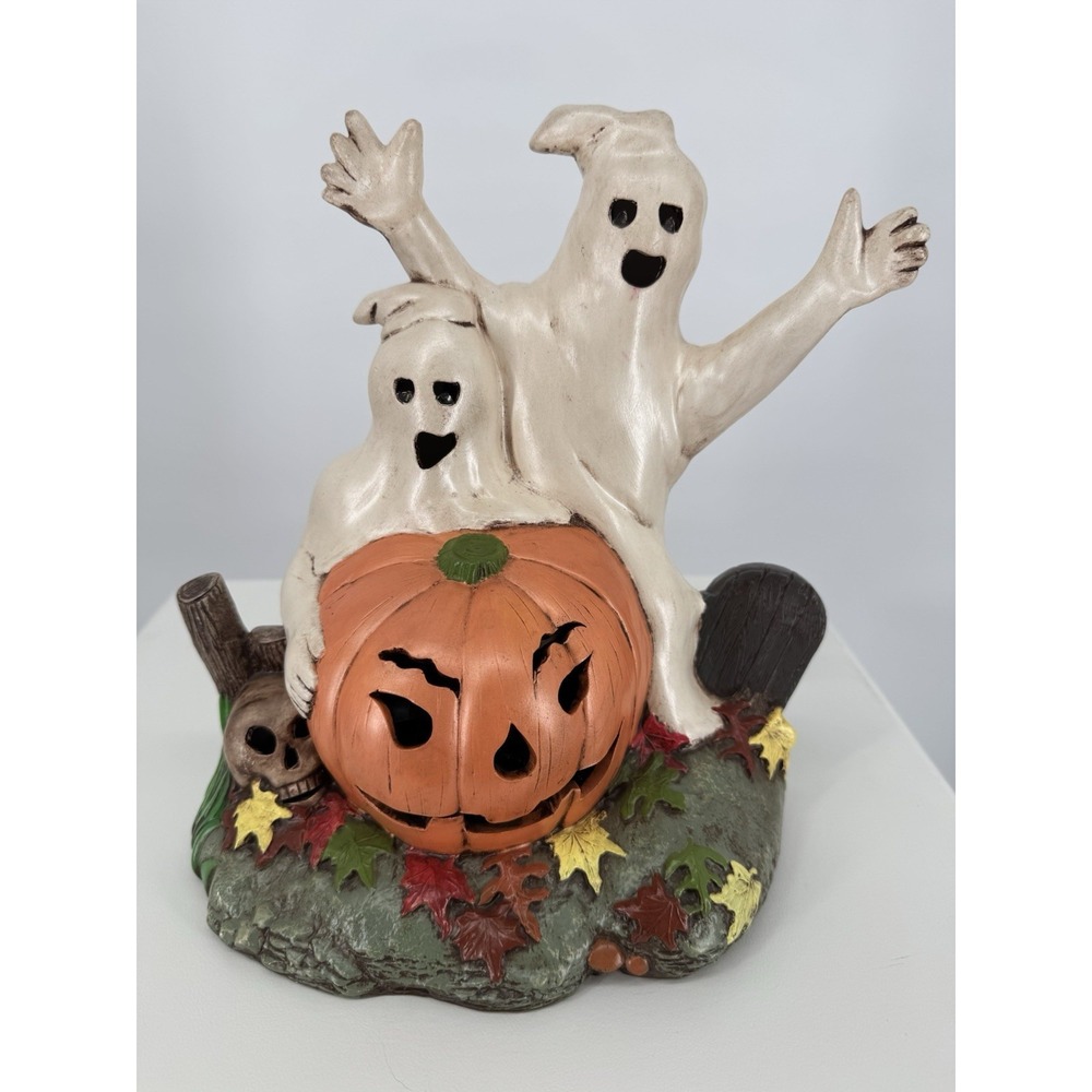 Halloween‎ Ghosts & Pumpkin Light-Up Figurine Vintage Decor